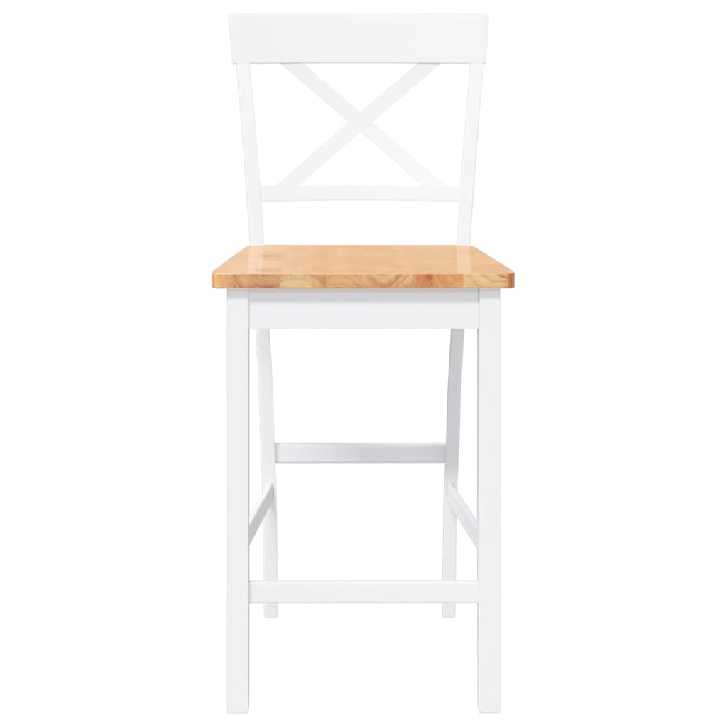 Barhocker 2 Stk. Weiß Massivholz Gummibaum