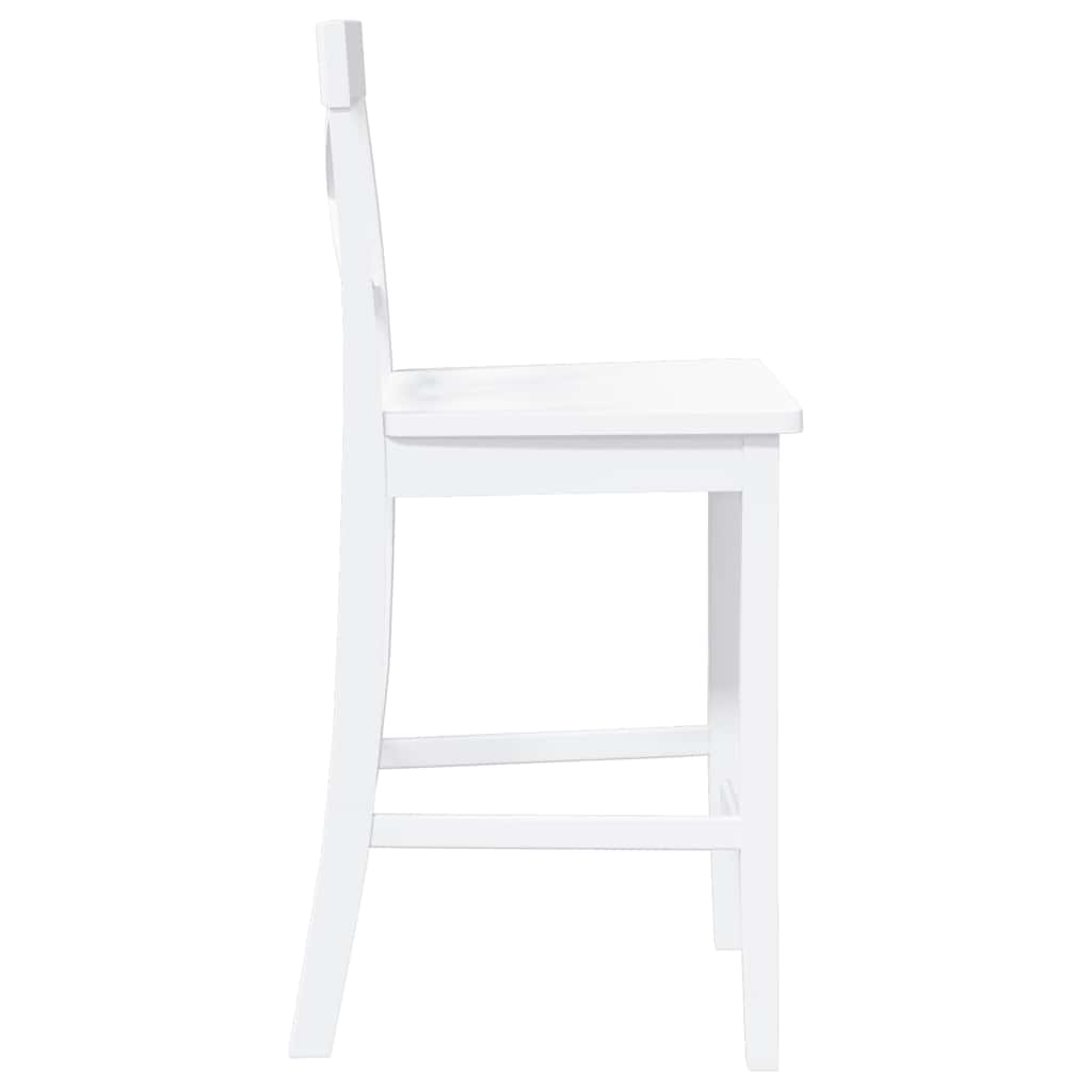 Barhocker 2 Stk. Weiß Massivholz Gummibaum
