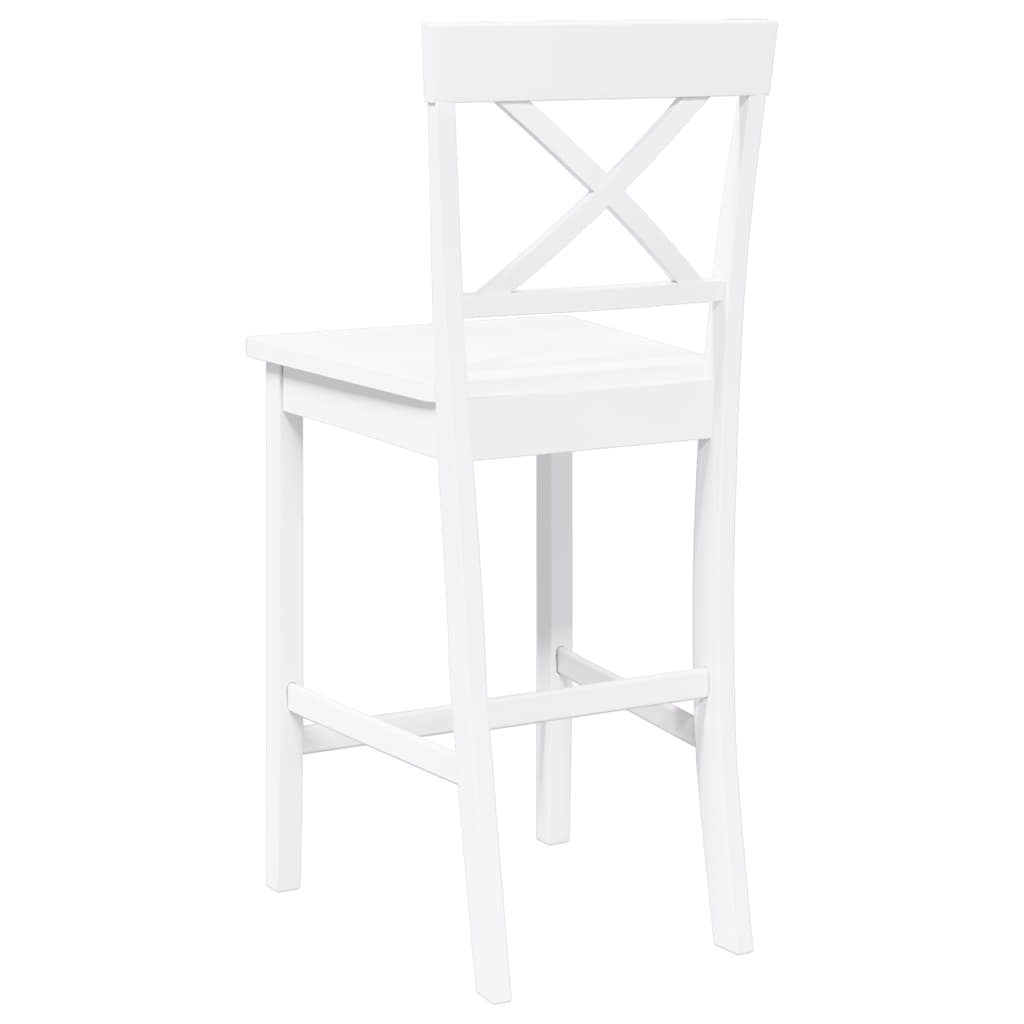 Barhocker 2 Stk. Weiß Massivholz Gummibaum