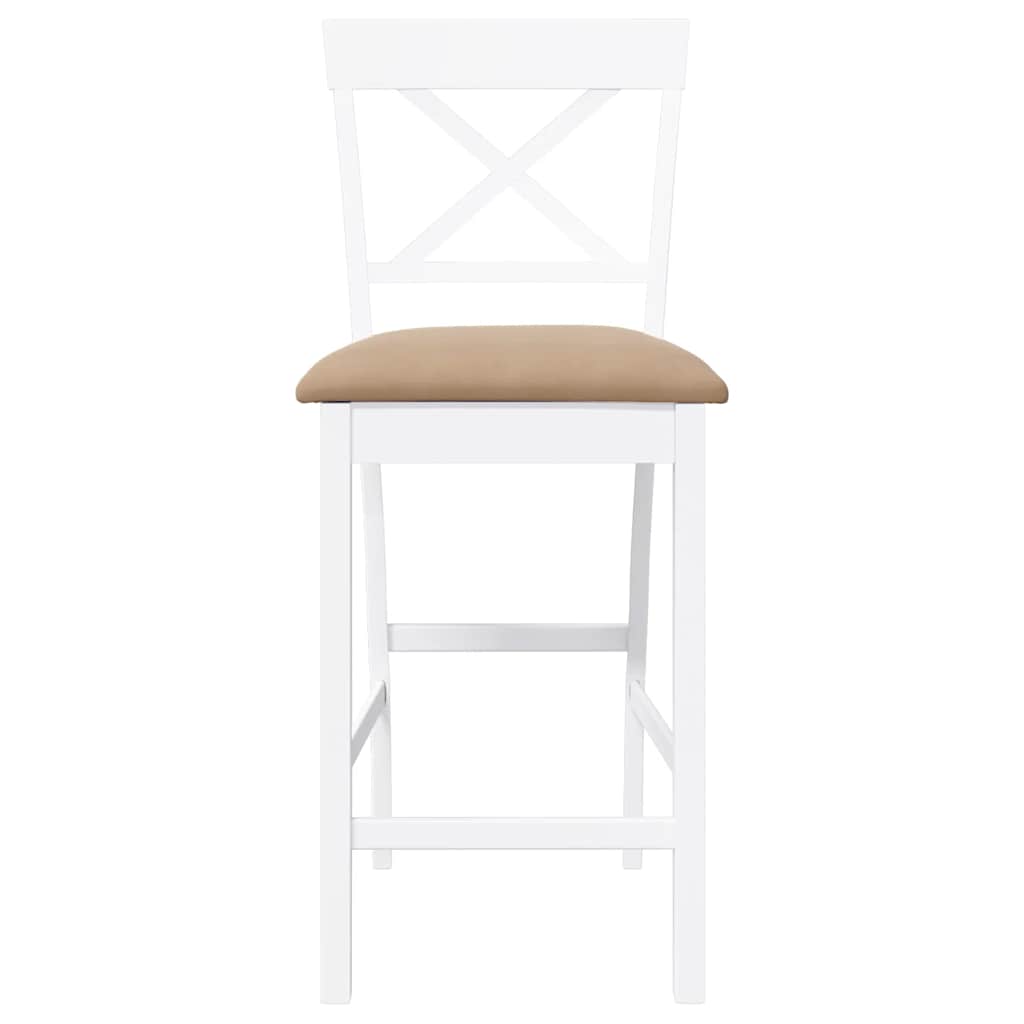 Barhocker mit Kissen 2 Stk. Weiß Massivholz Gummibaum