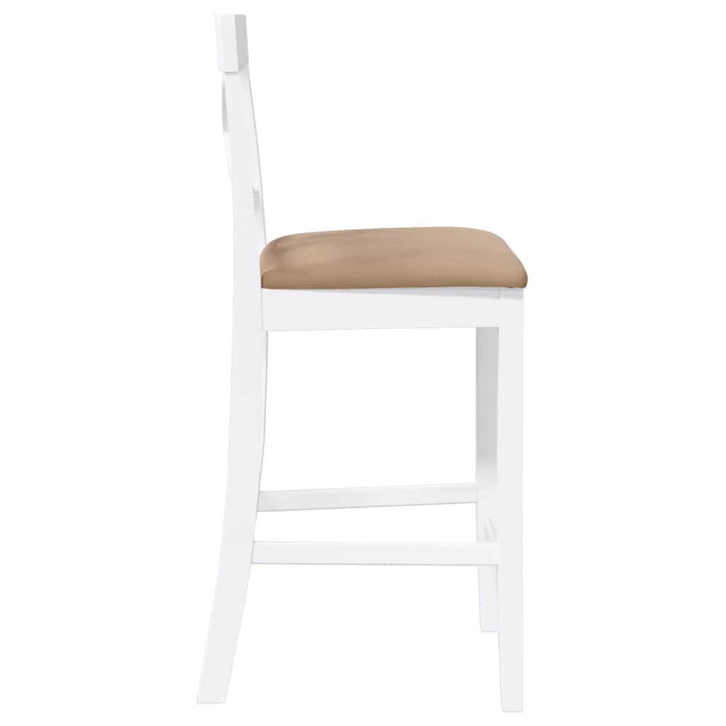 Barhocker mit Kissen 2 Stk. Weiß Massivholz Gummibaum