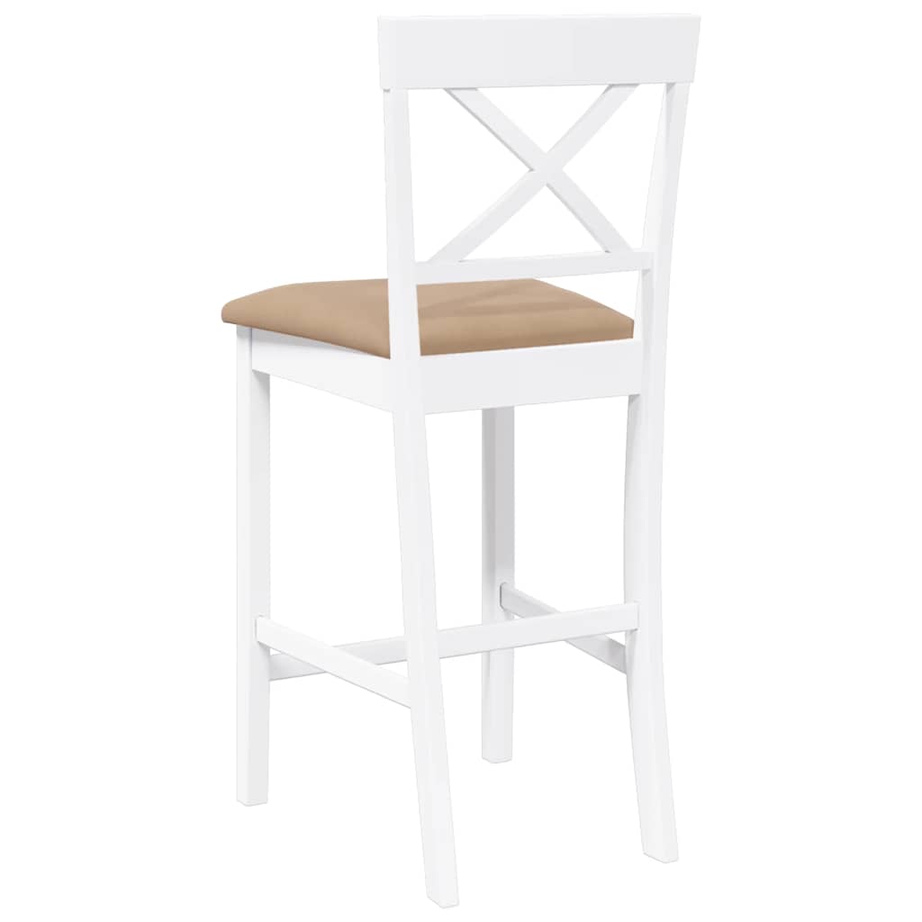 Barhocker mit Kissen 2 Stk. Weiß Massivholz Gummibaum