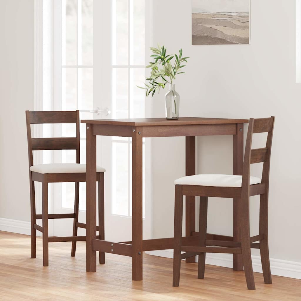 Barhocker mit Kissen 2 Stk. Braun Massivholz Gummibaum