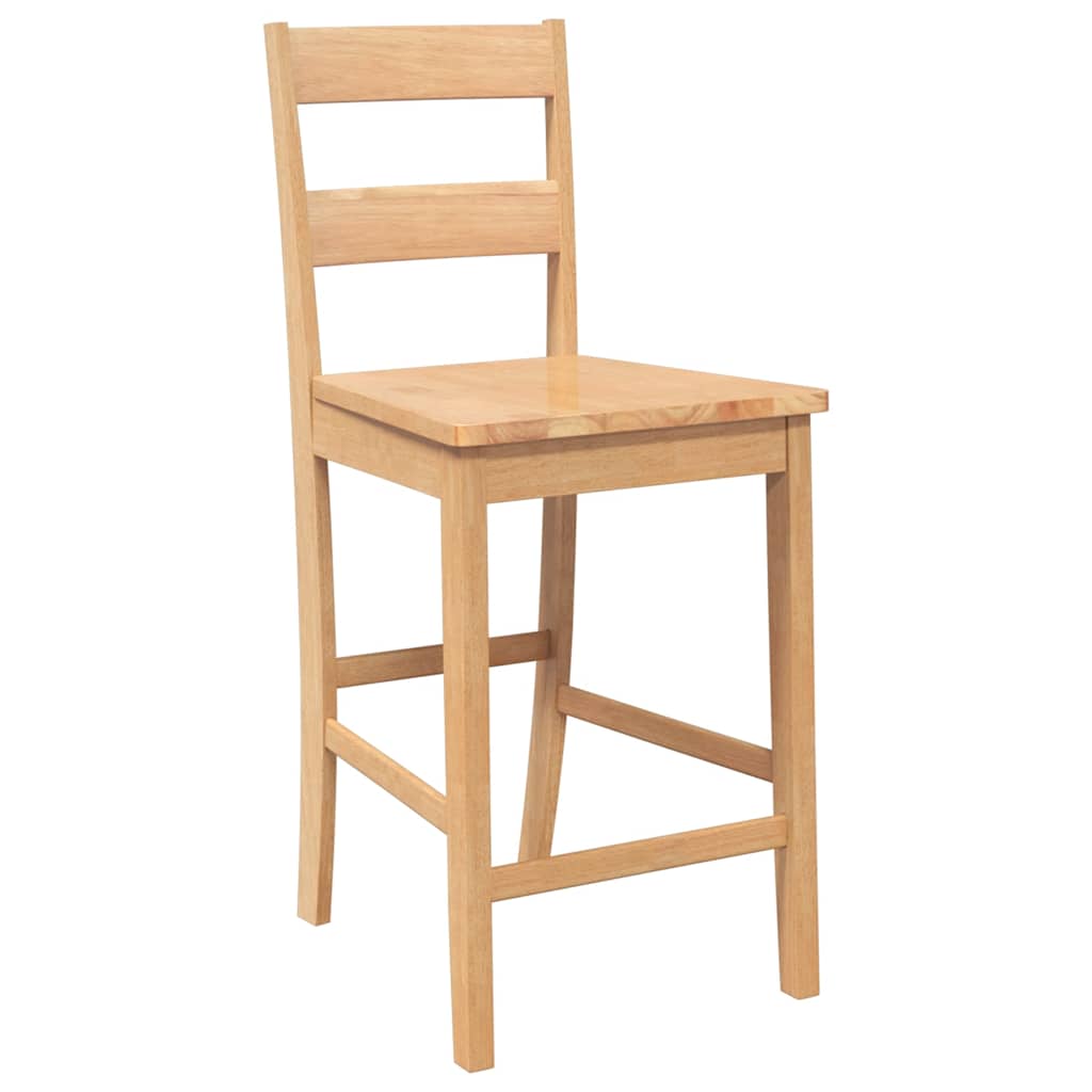 Barhocker 2 Stk. Natur Massivholz Gummibaum