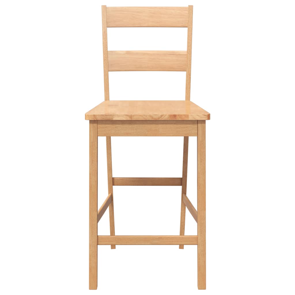 Barhocker 2 Stk. Natur Massivholz Gummibaum