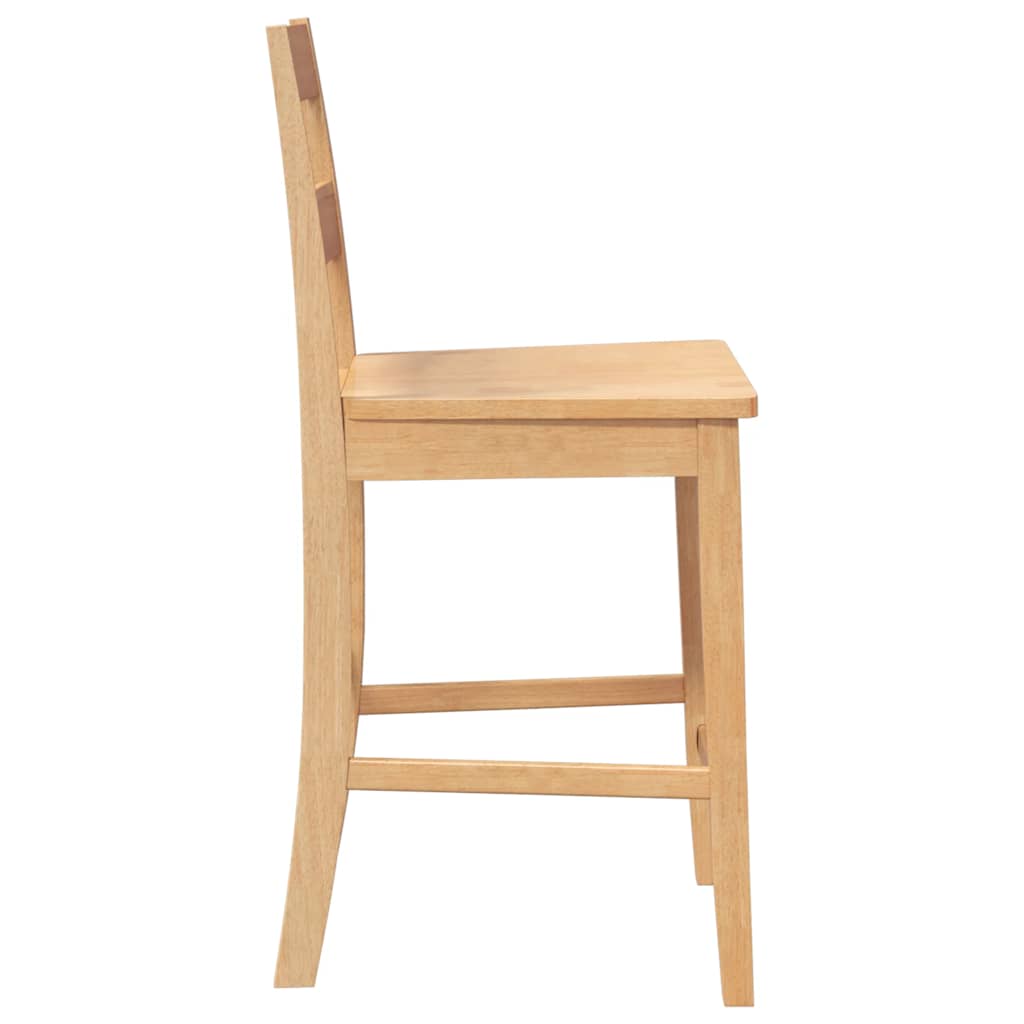 Barhocker 2 Stk. Natur Massivholz Gummibaum