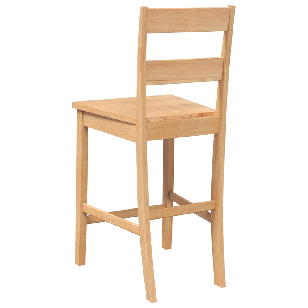 Barhocker 2 Stk. Natur Massivholz Gummibaum