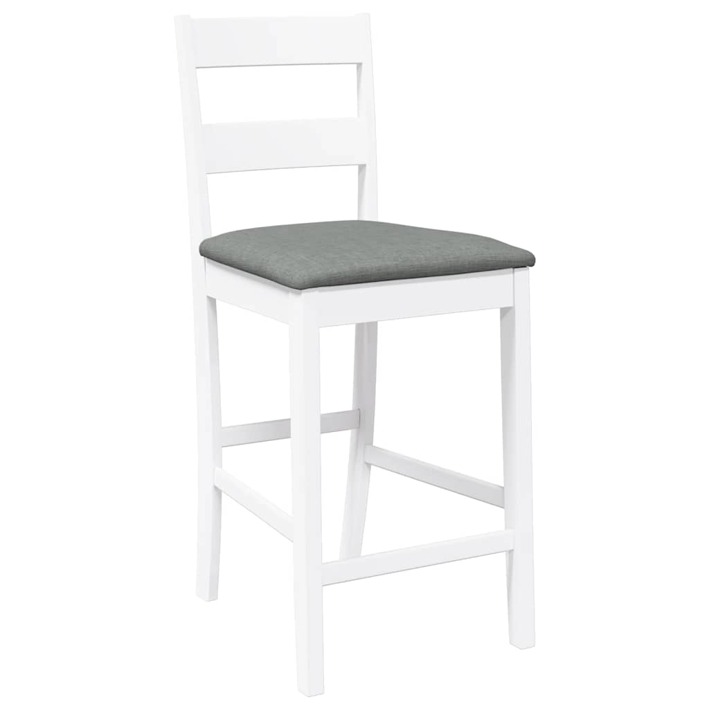 Barhocker mit Kissen 2 Stk. Weiß Massivholz Gummibaum