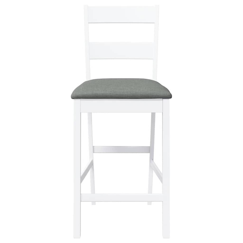 Barhocker mit Kissen 2 Stk. Weiß Massivholz Gummibaum