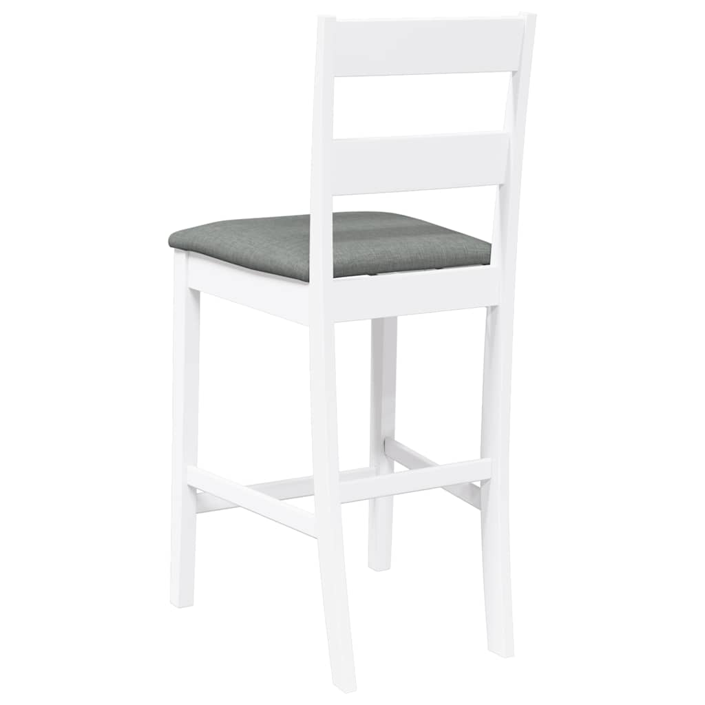 Barhocker mit Kissen 2 Stk. Weiß Massivholz Gummibaum