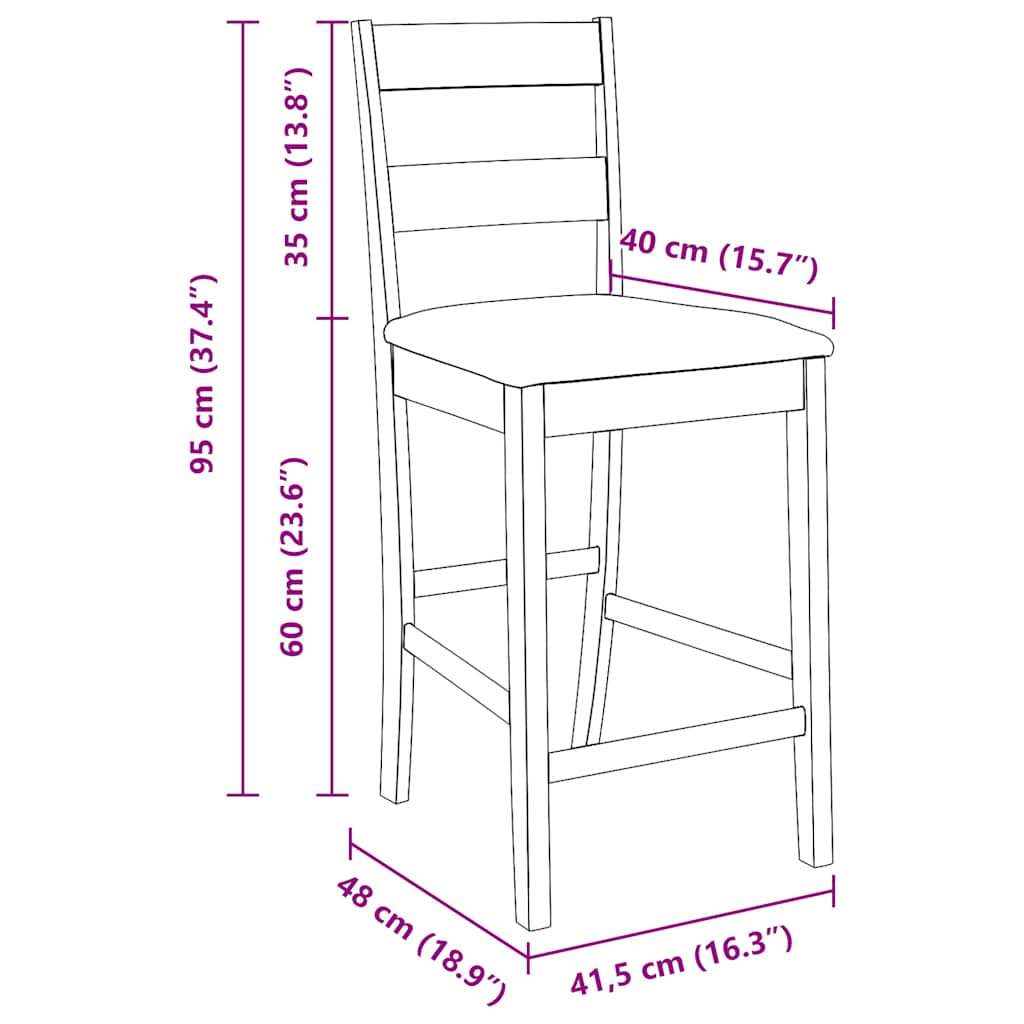 Barhocker mit Kissen 2 Stk. Weiß Massivholz Gummibaum