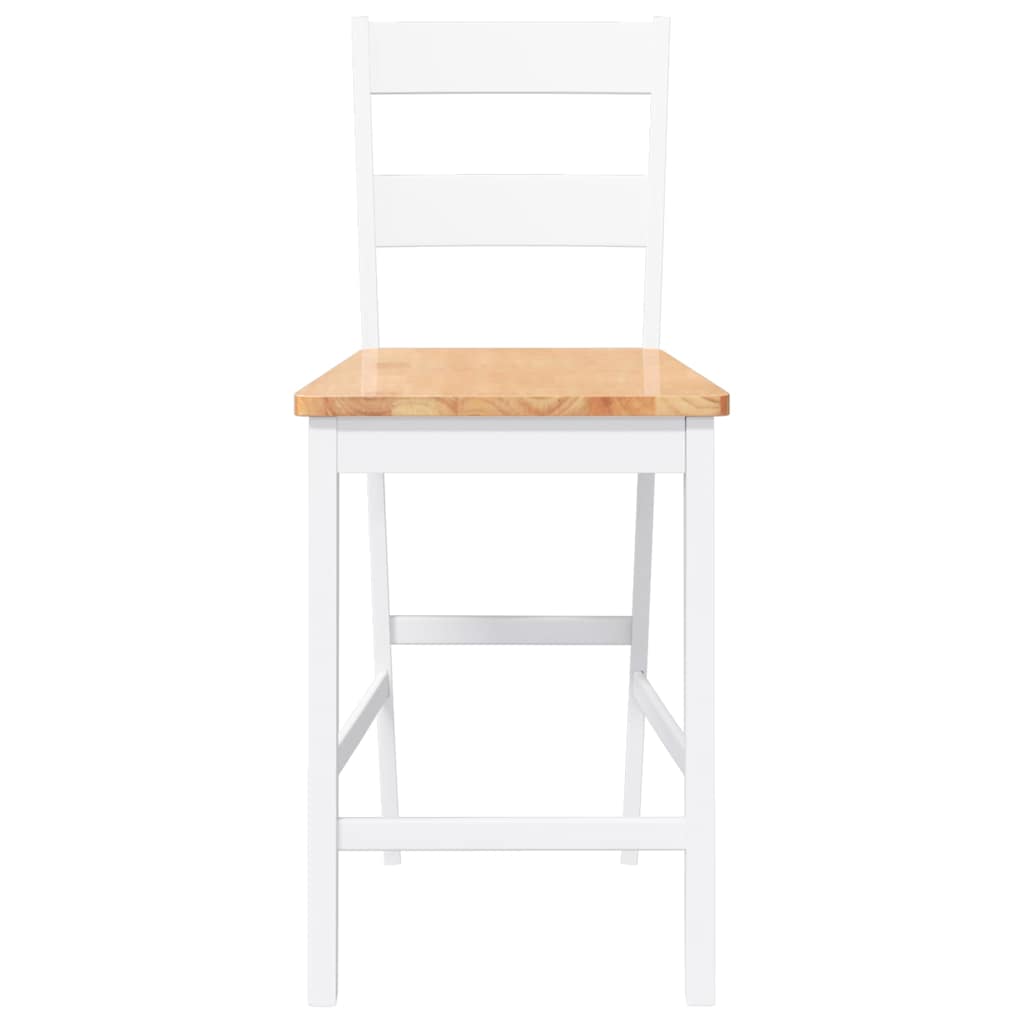 Barhocker 2 Stk. Weiß Massivholz Gummibaum