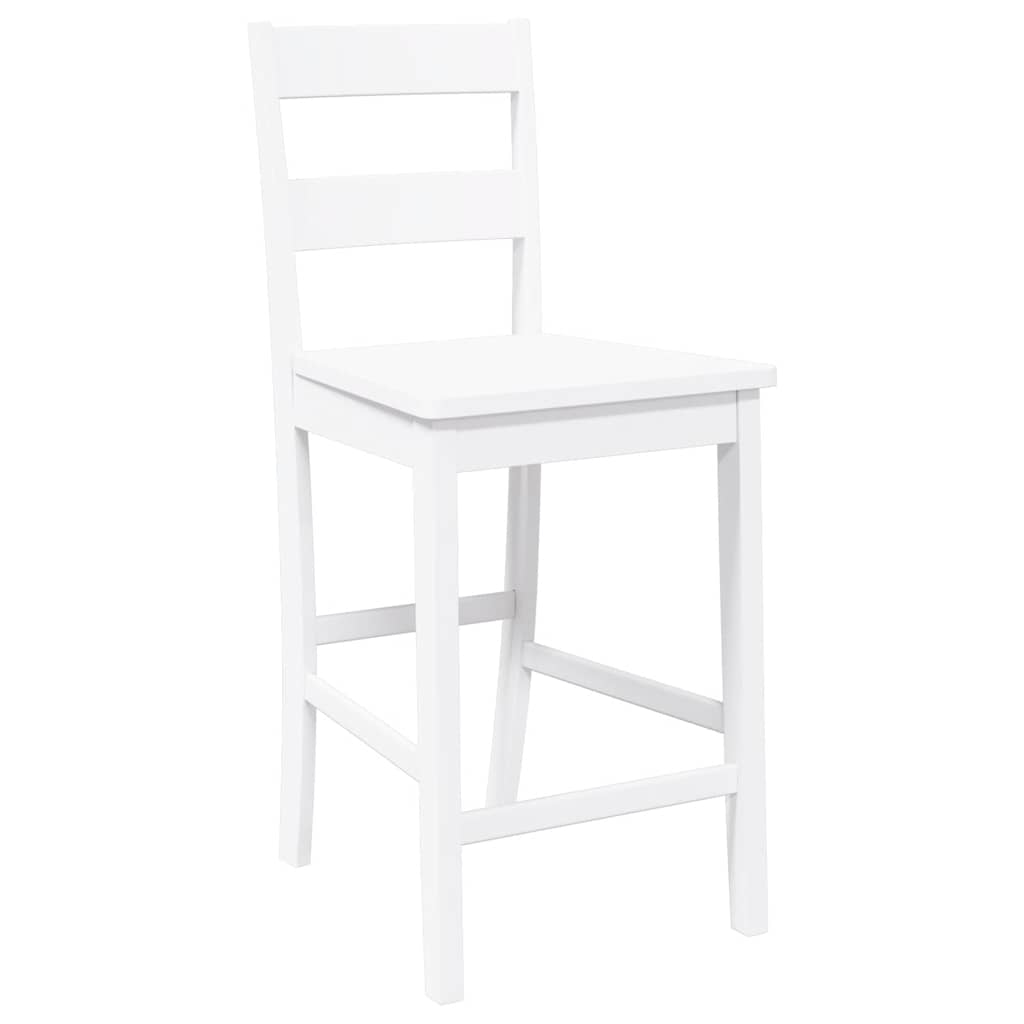 Barhocker 2 Stk. Weiß Massivholz Gummibaum