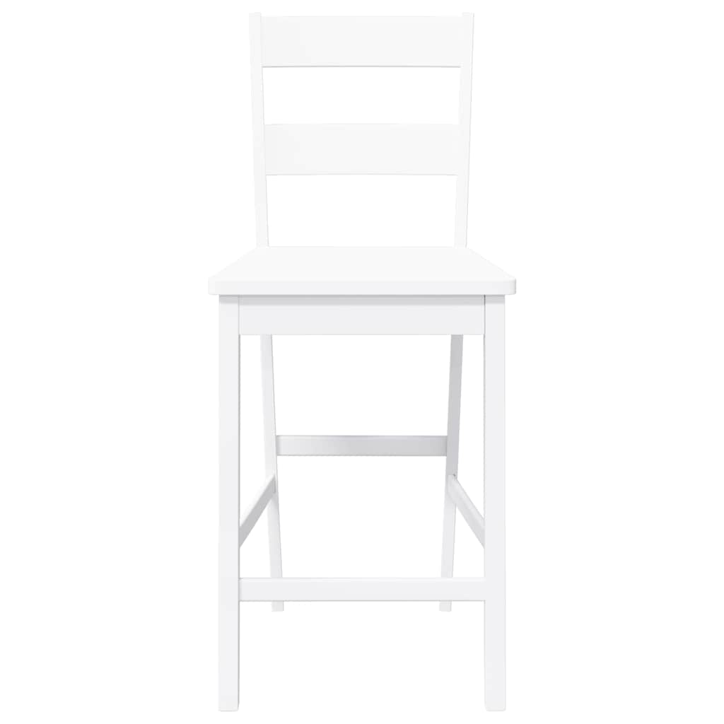 Barhocker 2 Stk. Weiß Massivholz Gummibaum