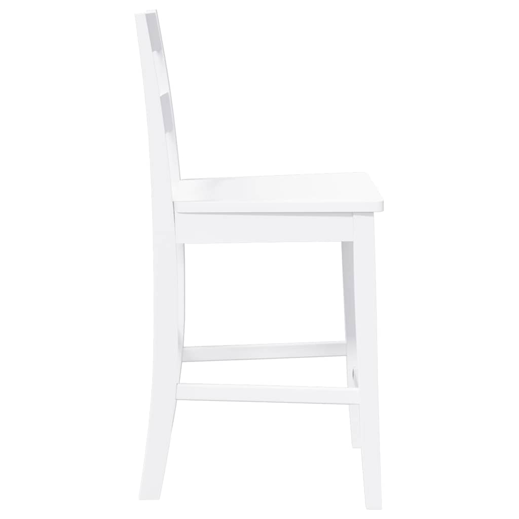 Barhocker 2 Stk. Weiß Massivholz Gummibaum