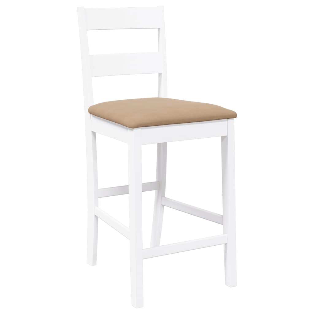 Barhocker mit Kissen 2 Stk. Weiß Massivholz Gummibaum