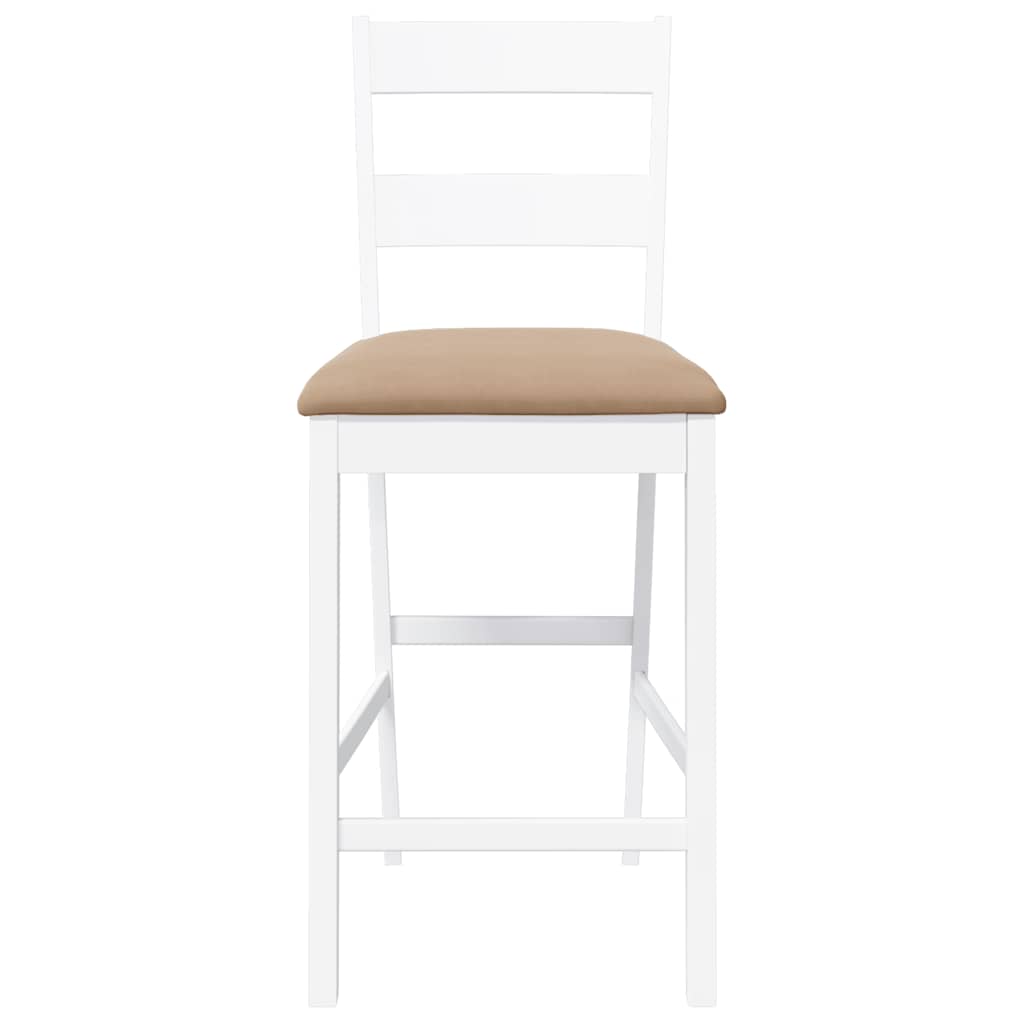 Barhocker mit Kissen 2 Stk. Weiß Massivholz Gummibaum