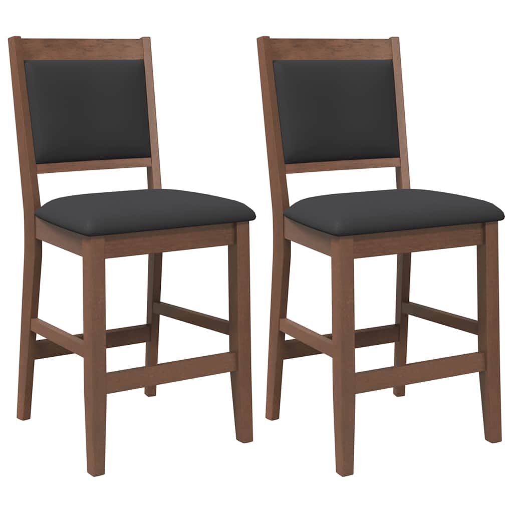 Barhocker mit Kissen 2 Stk. Braun Massivholz Gummibaum