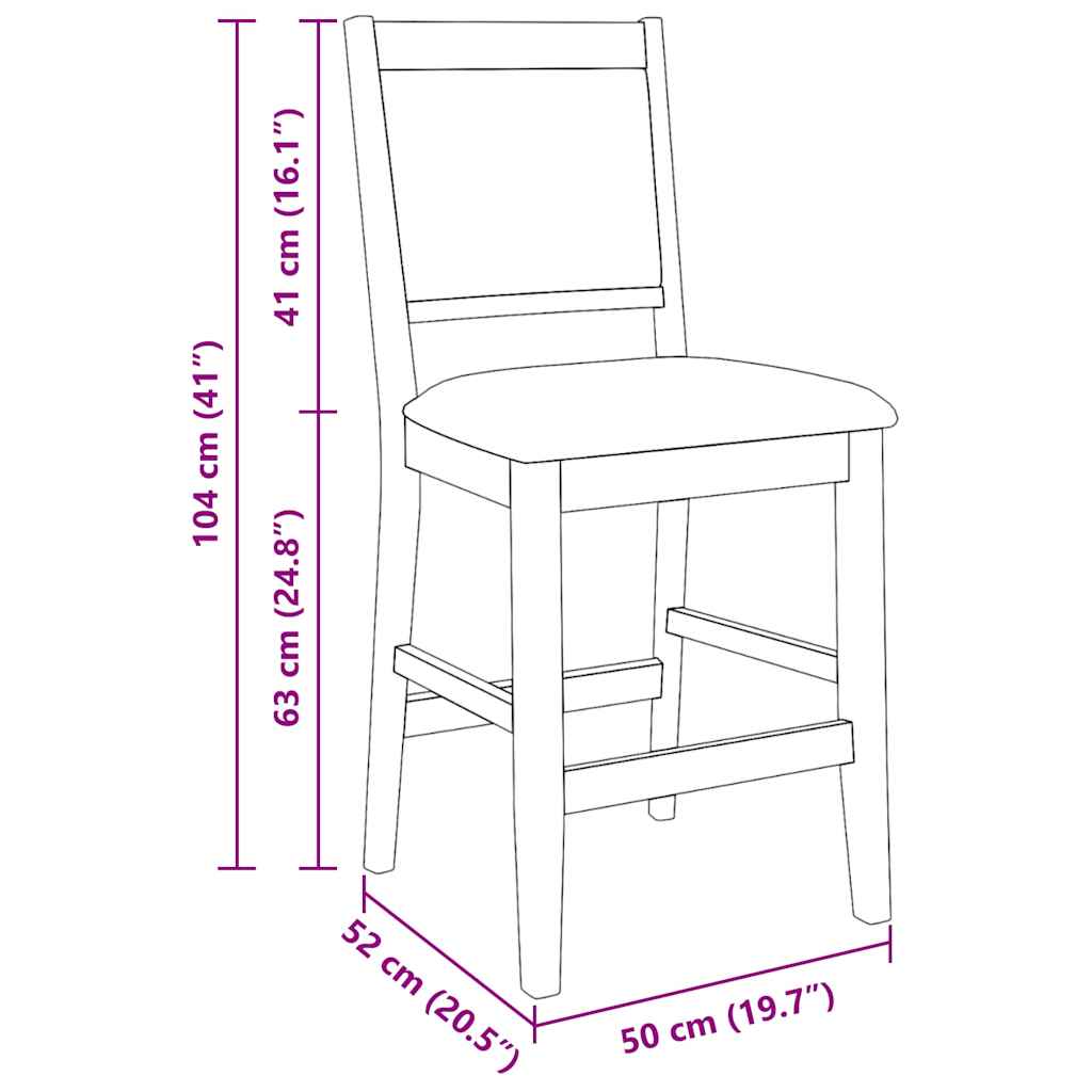 Barhocker mit Kissen 2 Stk. Braun Massivholz Gummibaum