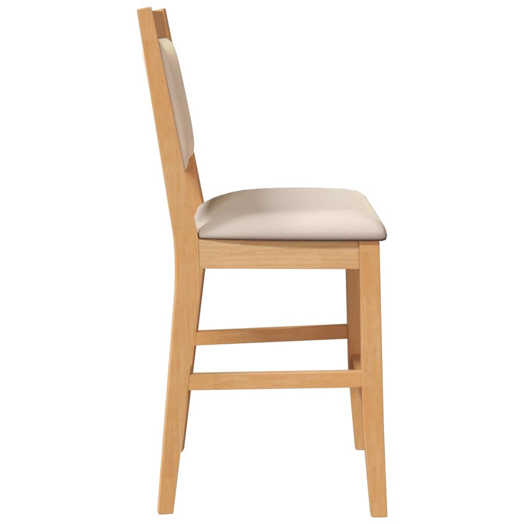 Bar stool with cushion 2 pieces natural solid wood rubber tree