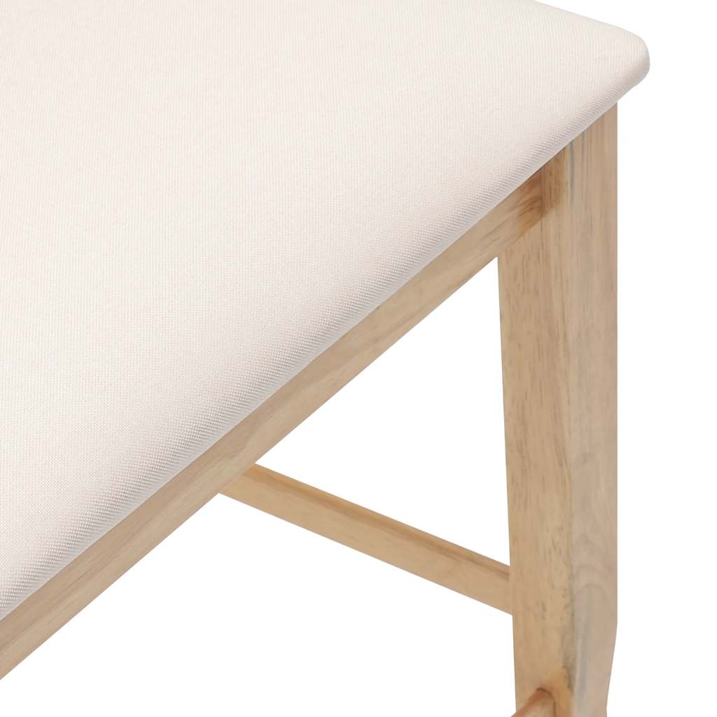 Bar stool with cushion 2 pieces natural solid wood rubber tree