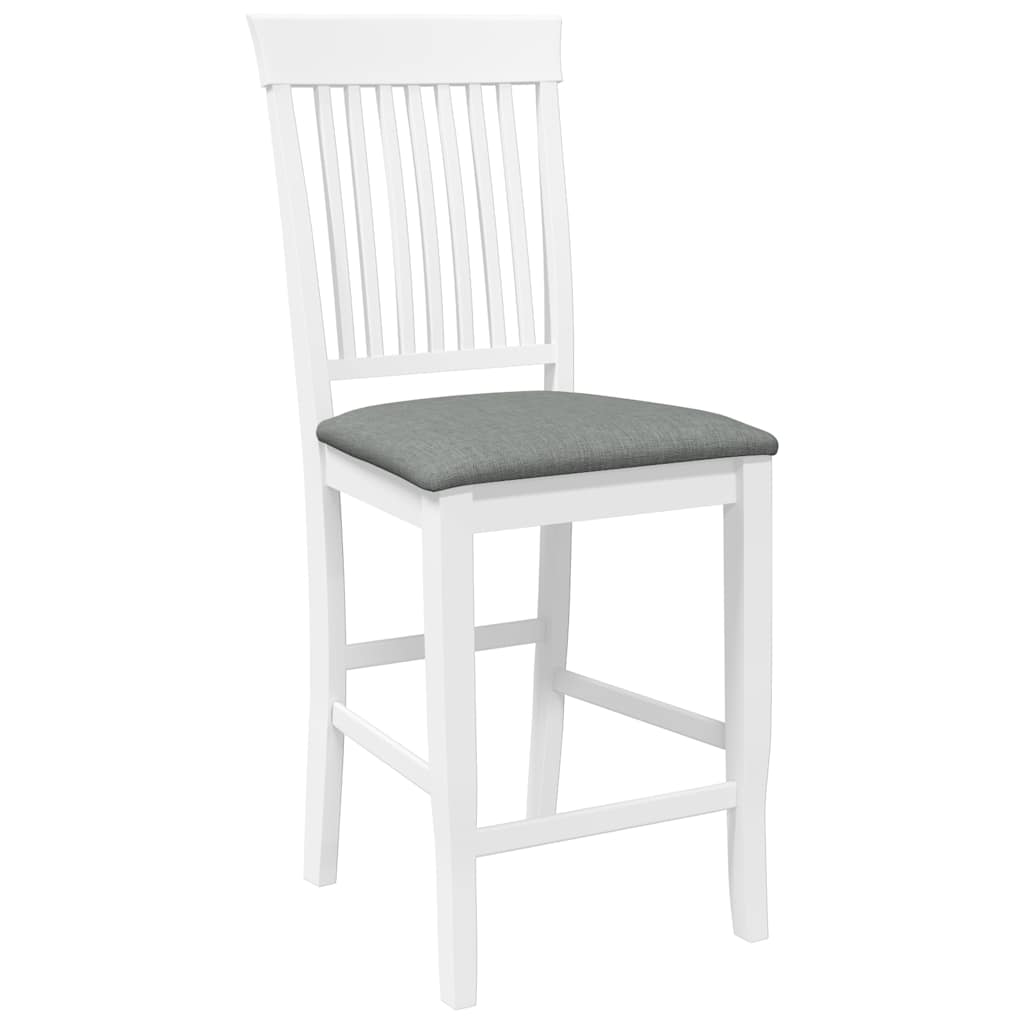 Bar stool with cushion 2 pcs. White solid wood rubber tree