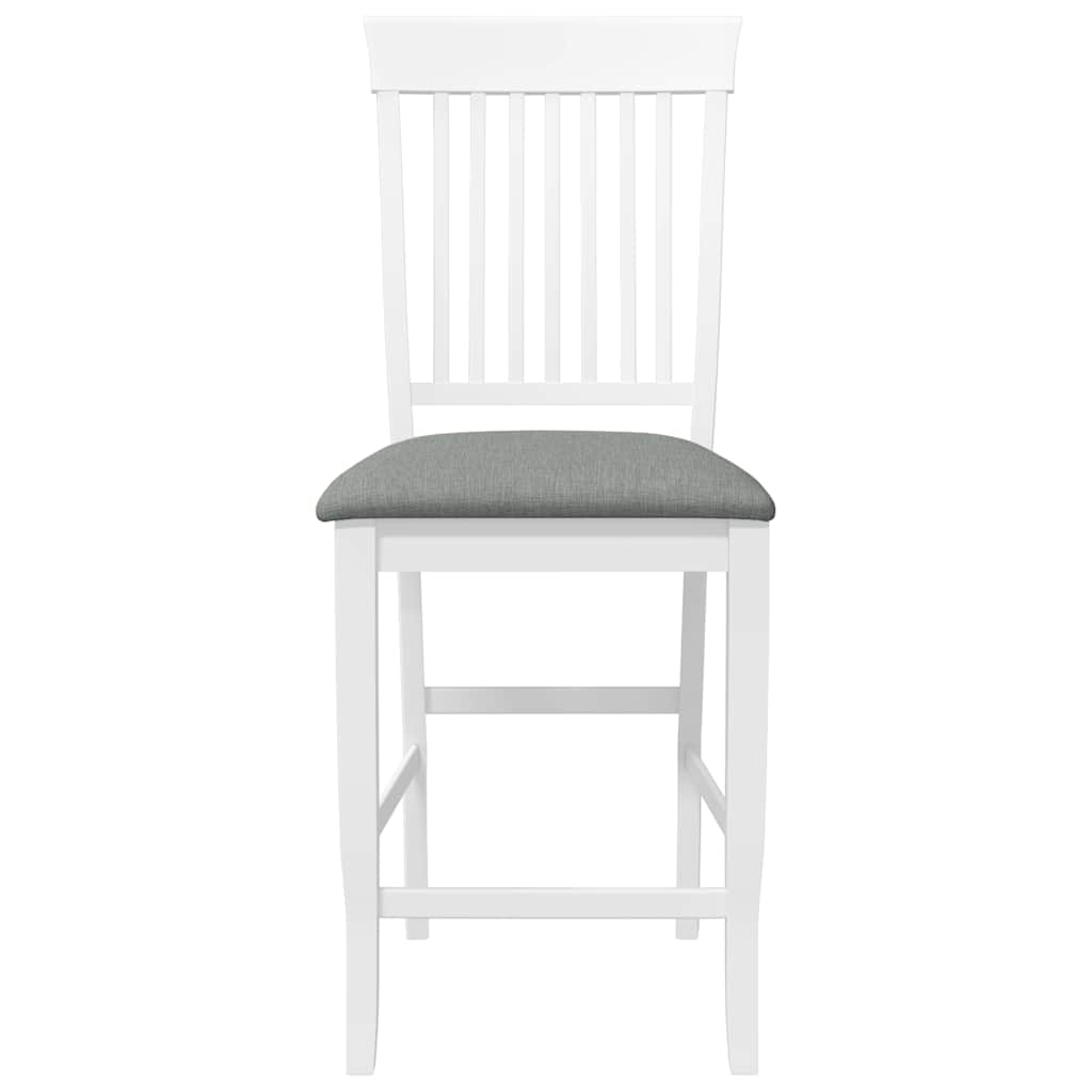 Bar stool with cushion 2 pcs. White solid wood rubber tree