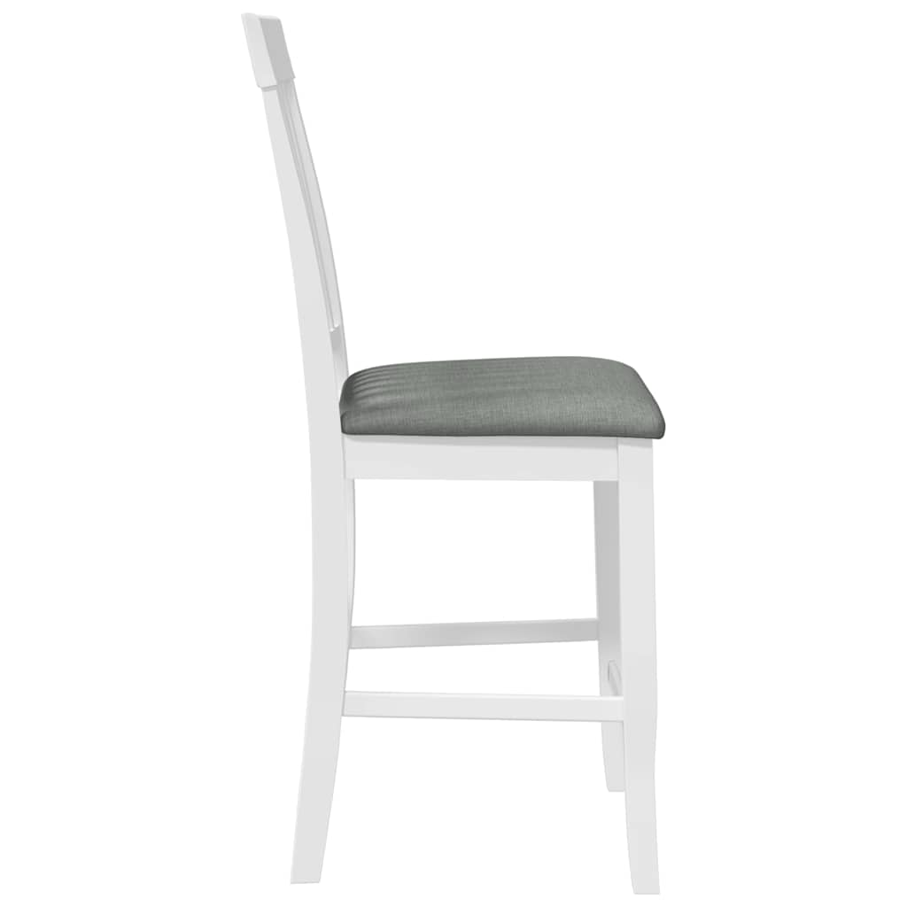 Bar stool with cushion 2 pcs. White solid wood rubber tree