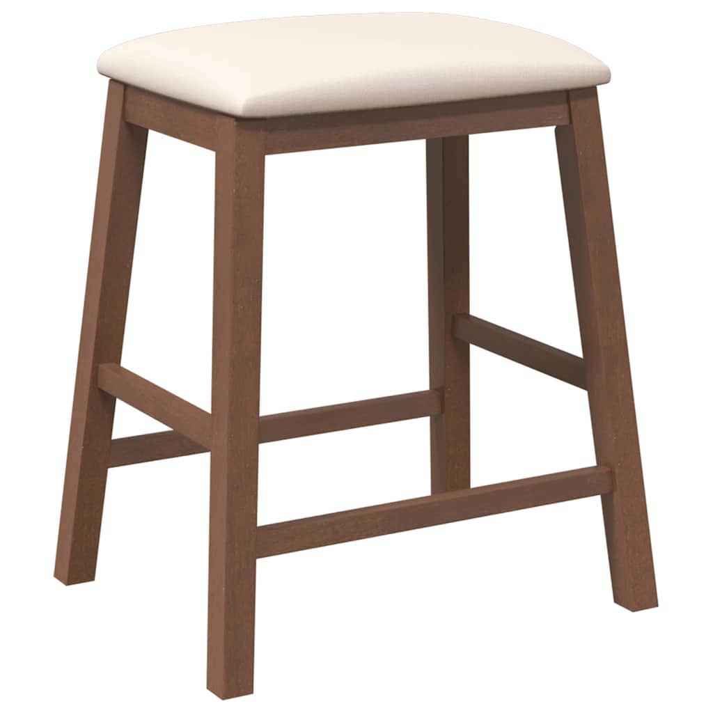 Bar stools with cushions 2 pcs. Brown solid wood rubber tree