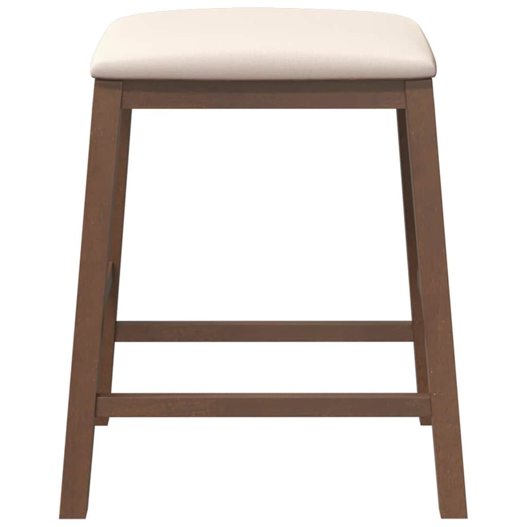 Bar stools with cushions 2 pcs. Brown solid wood rubber tree
