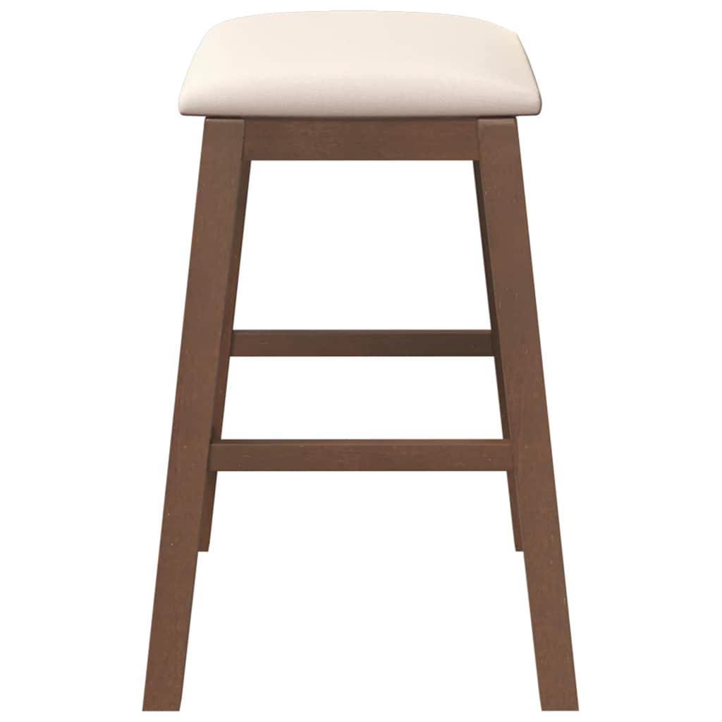 Bar stools with cushions 2 pcs. Brown solid wood rubber tree