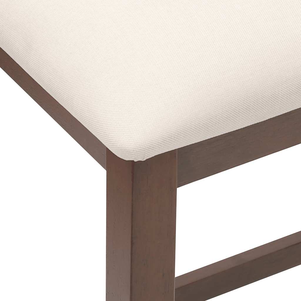 Bar stools with cushions 2 pcs. Brown solid wood rubber tree