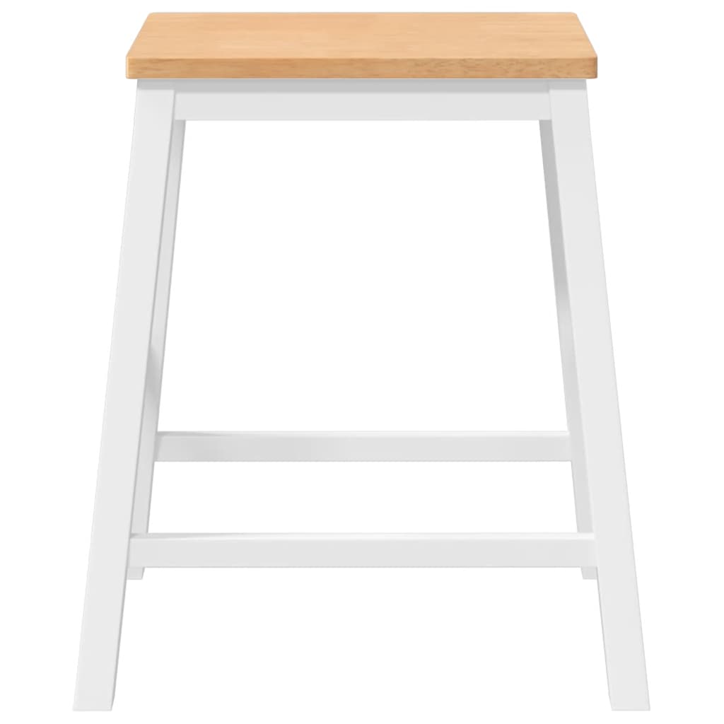 Barstühle 2 Stk. Weiß Massivholz Gummibaum