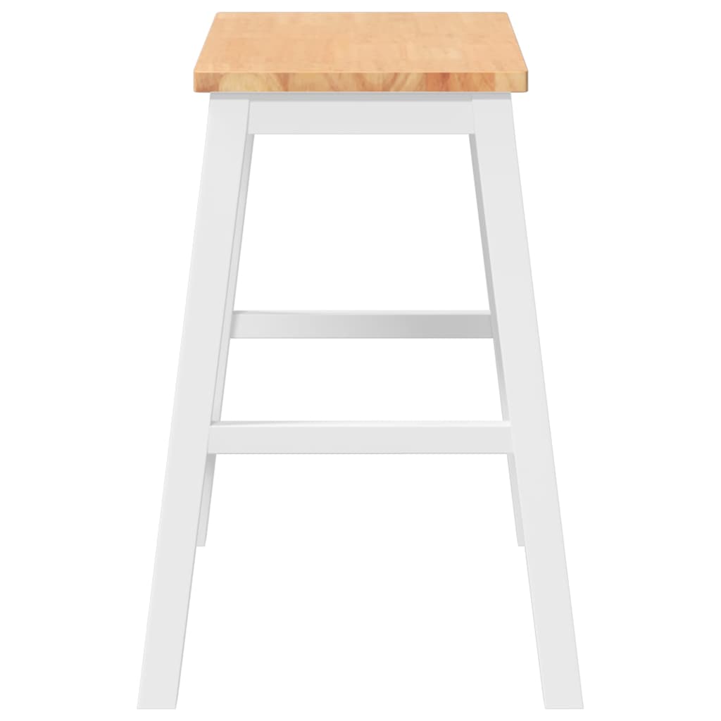 Barstühle 2 Stk. Weiß Massivholz Gummibaum