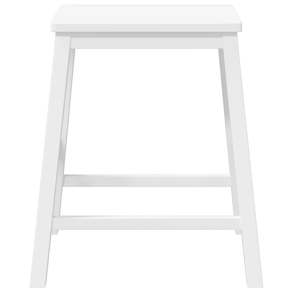 Barstühle 2 Stk. Weiß Massivholz Gummibaum