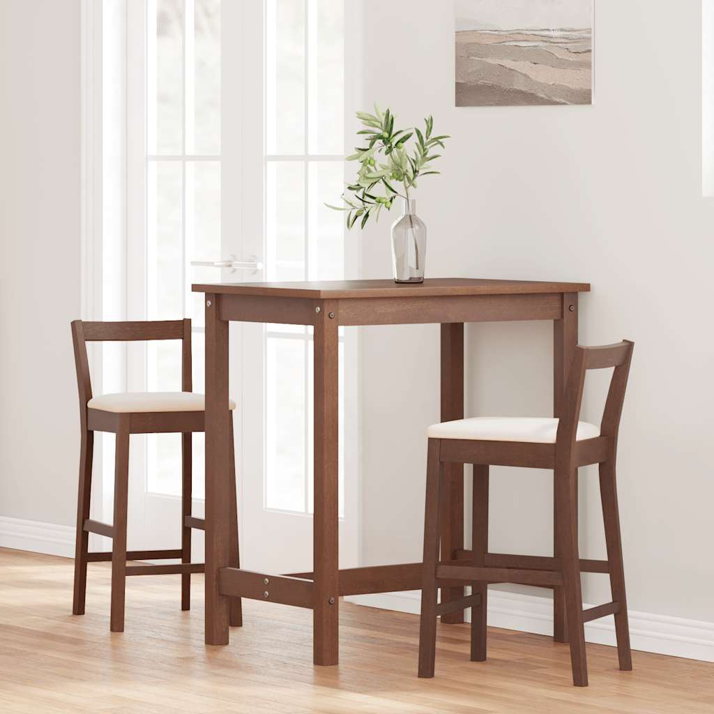 Barhocker mit Kissen 2 Stk. Braun Massivholz Gummibaum