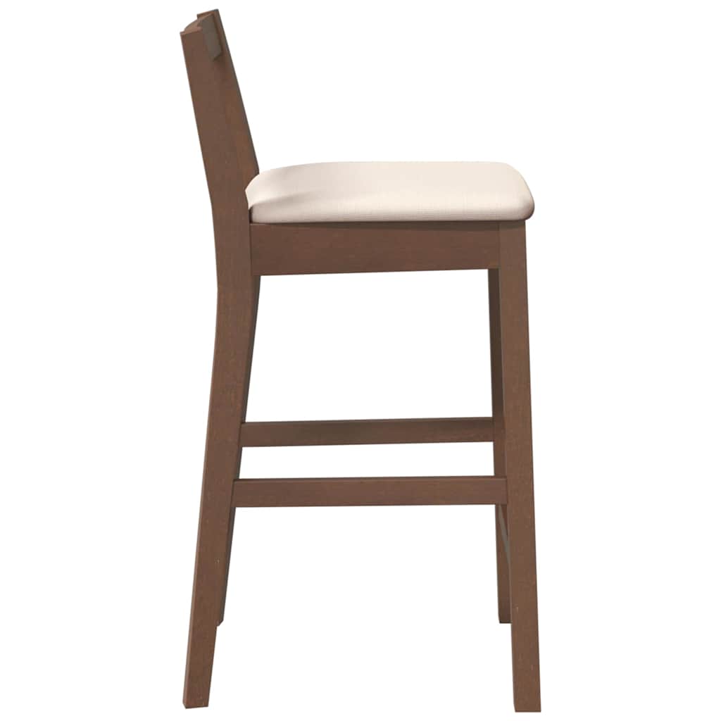 Barhocker mit Kissen 2 Stk. Braun Massivholz Gummibaum