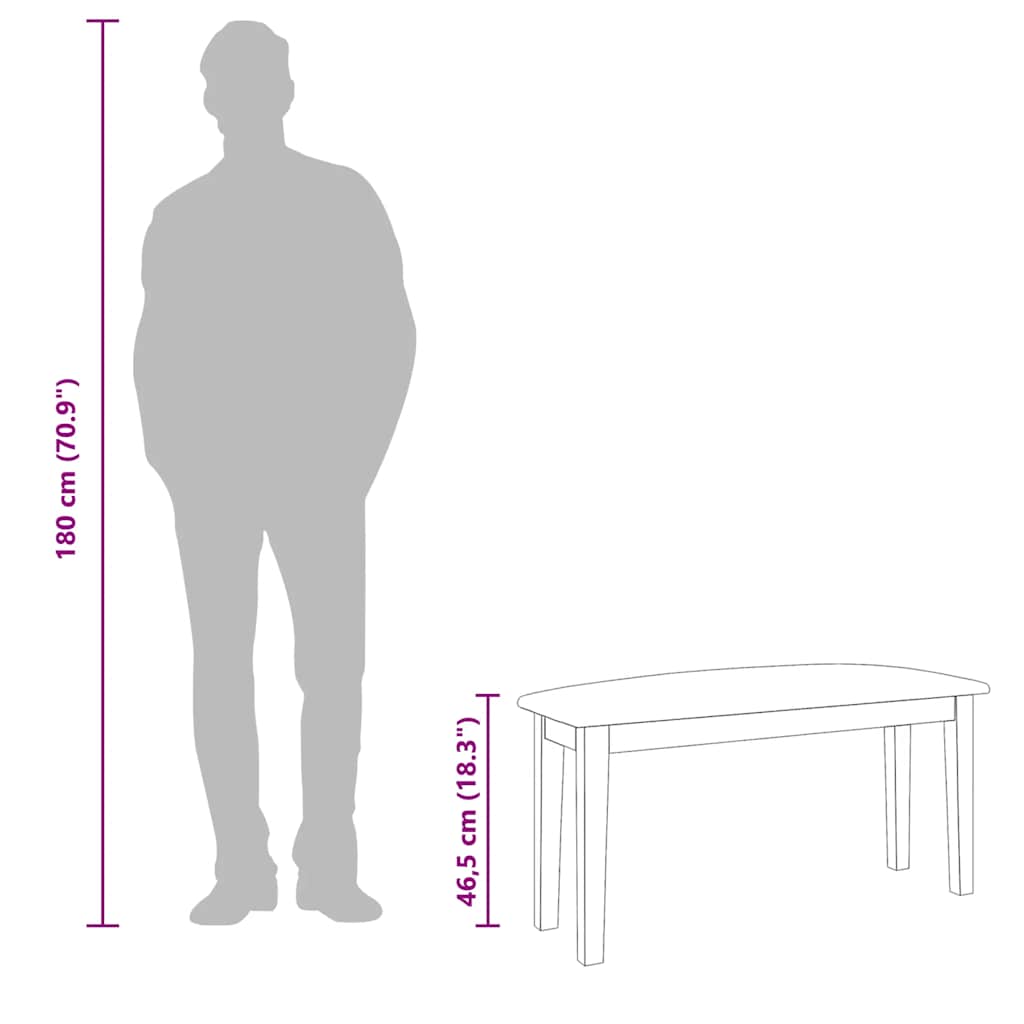 Bank 90 cm Massivholz Gummibaum