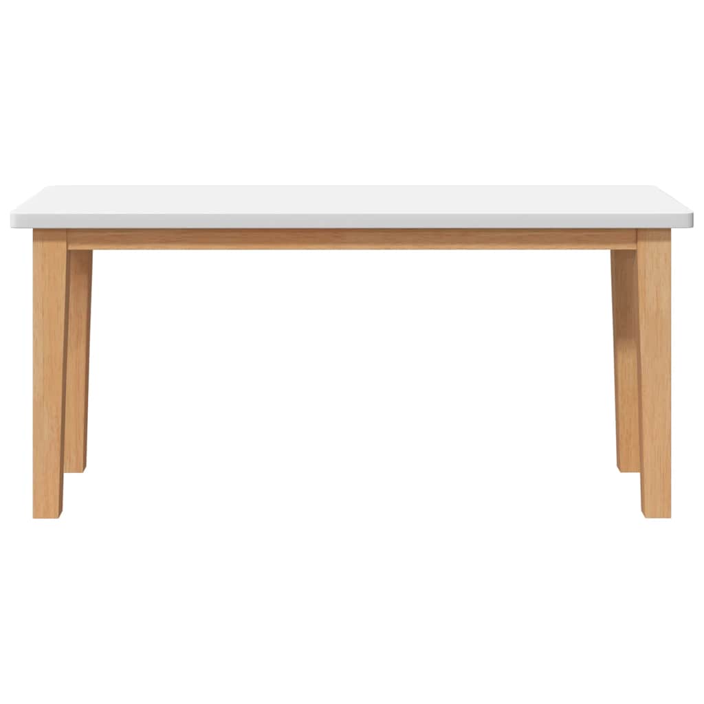 Bank 90 cm Weiß Massivholz Gummibaum