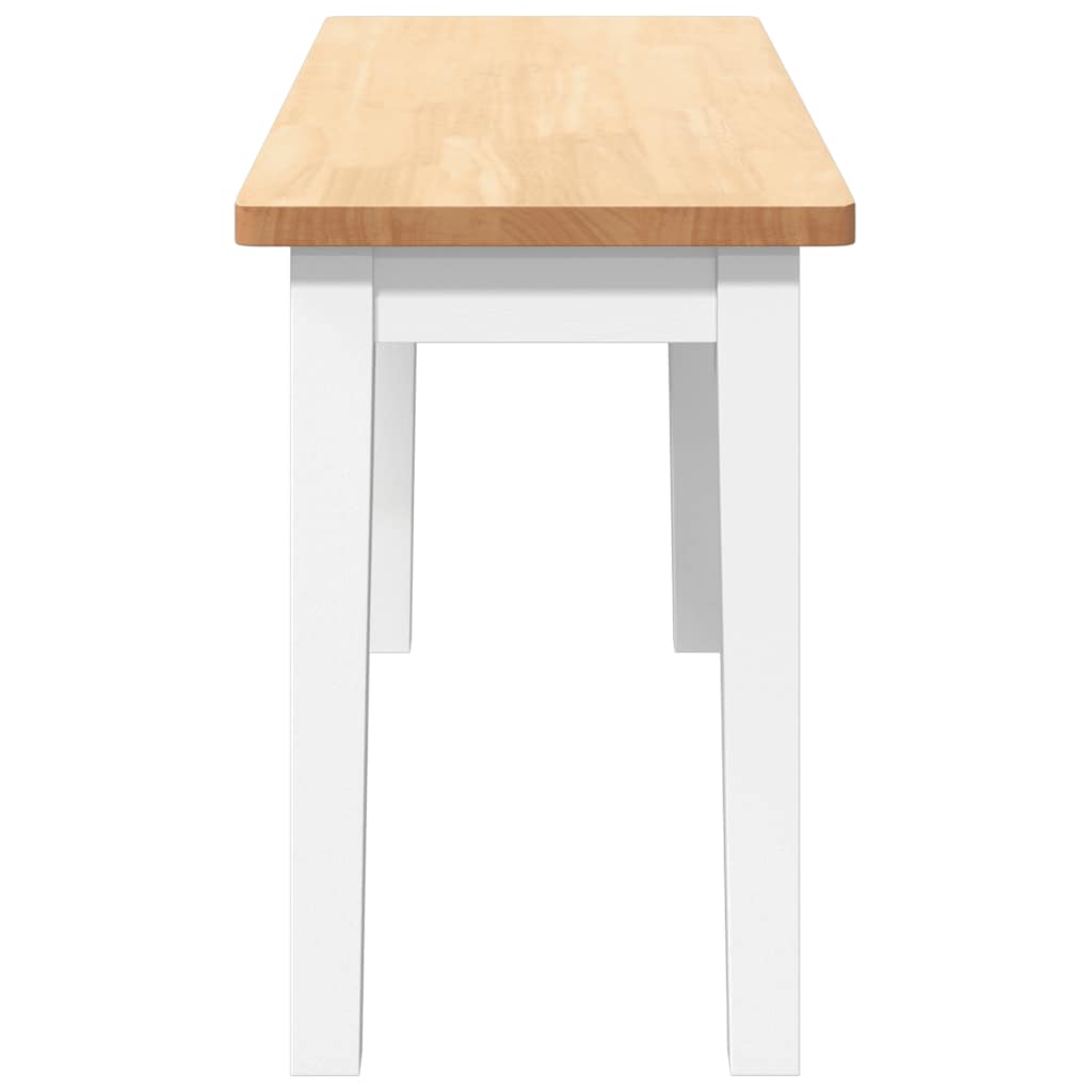 Bank 90 cm Weiß Massivholz Gummibaum