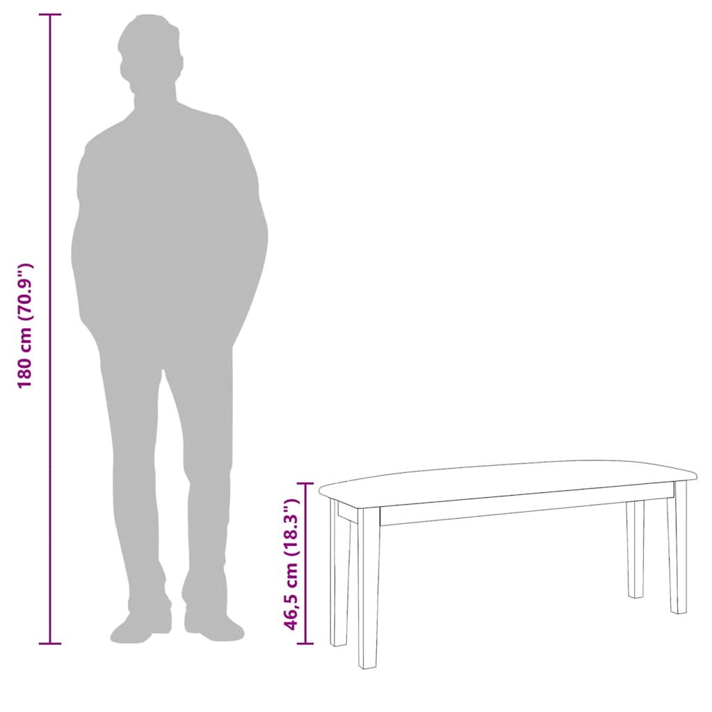 Bank 110 cm Massivholz Gummibaum