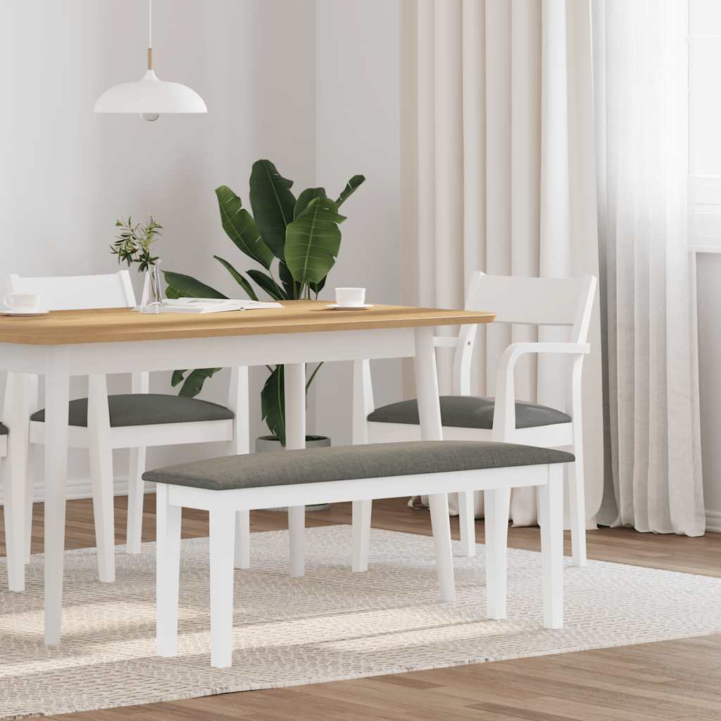 Bank 110 cm Weiß Massivholz Gummibaum