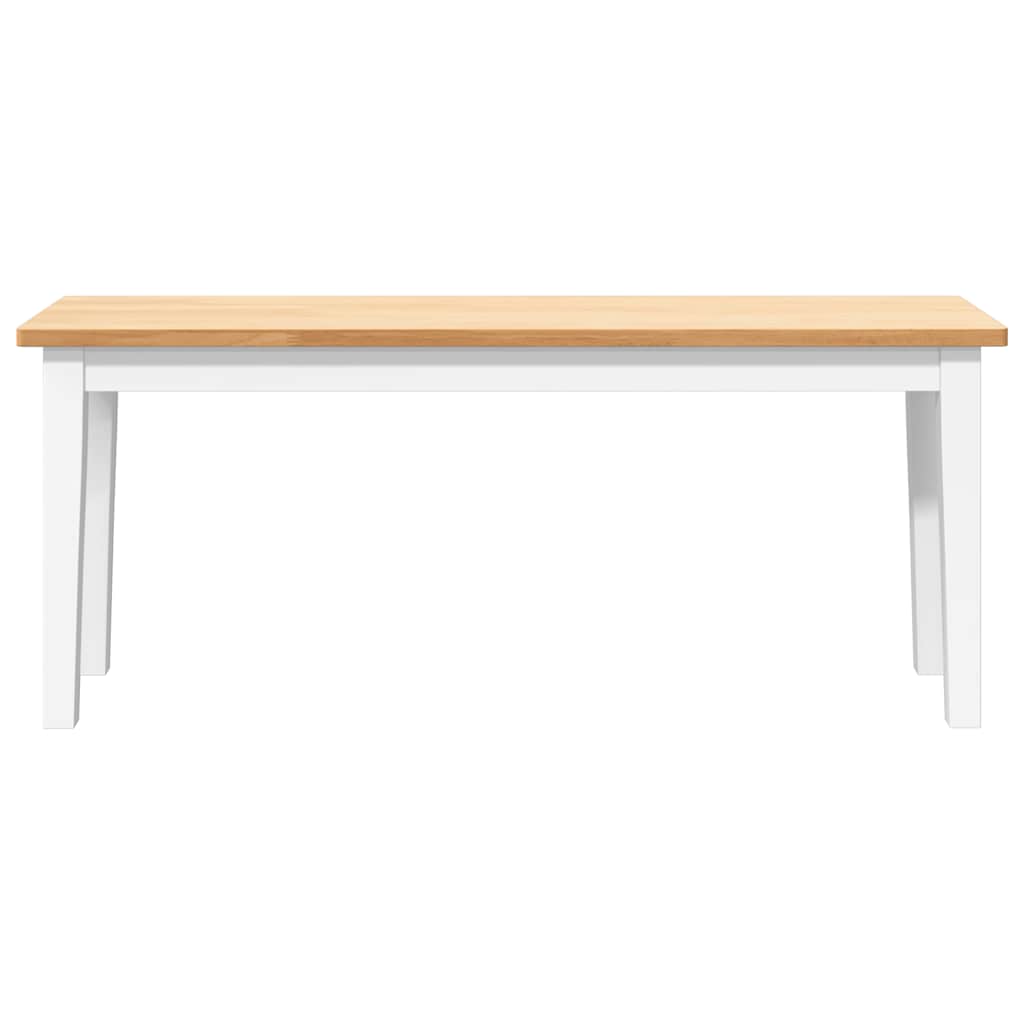 Bank 110 cm Weiß Massivholz Gummibaum