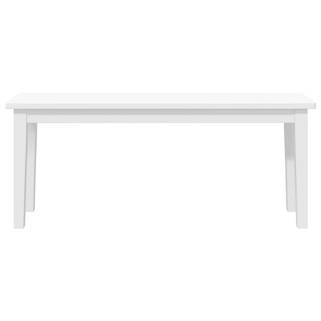 Bank 110 cm Weiß Massivholz Gummibaum