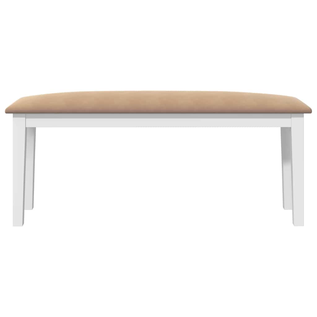 Bank 110 cm Weiß Massivholz Gummibaum
