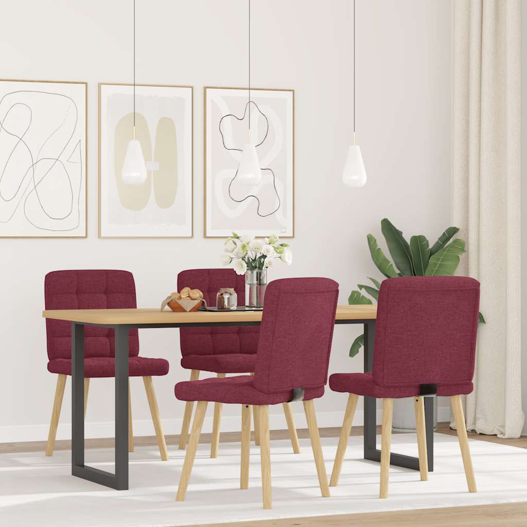 Dining chairs 4 pcs. Wine red fabric