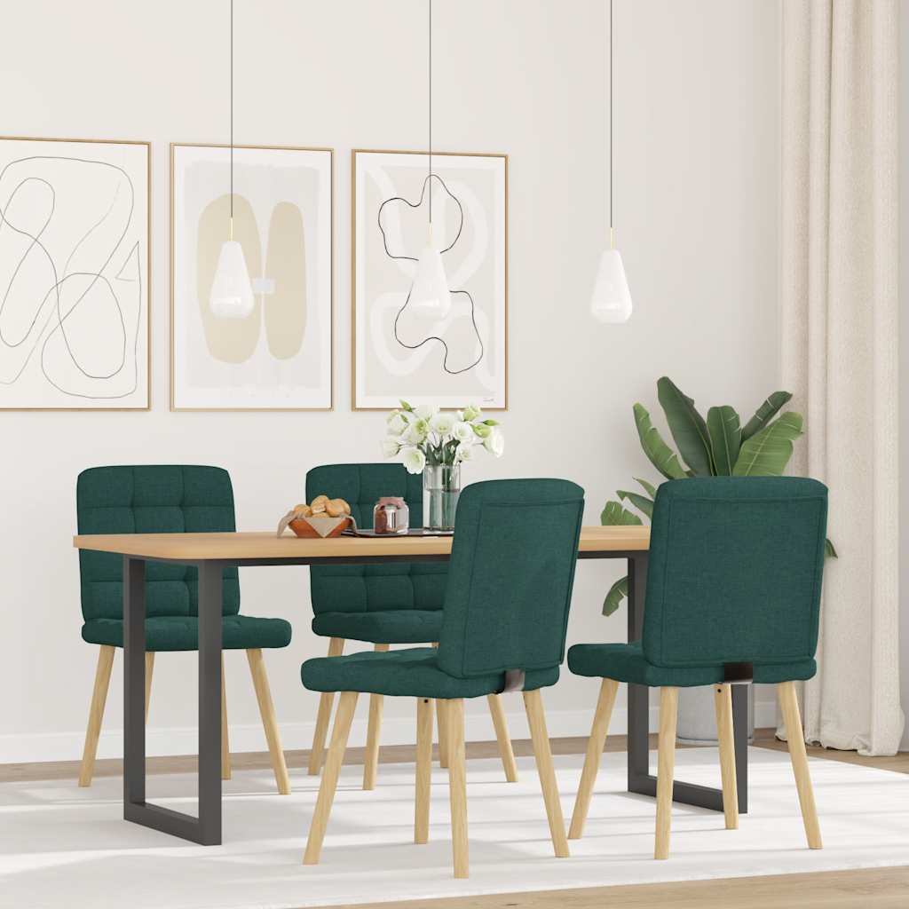 Dining chairs 4 pcs. Dark green fabric