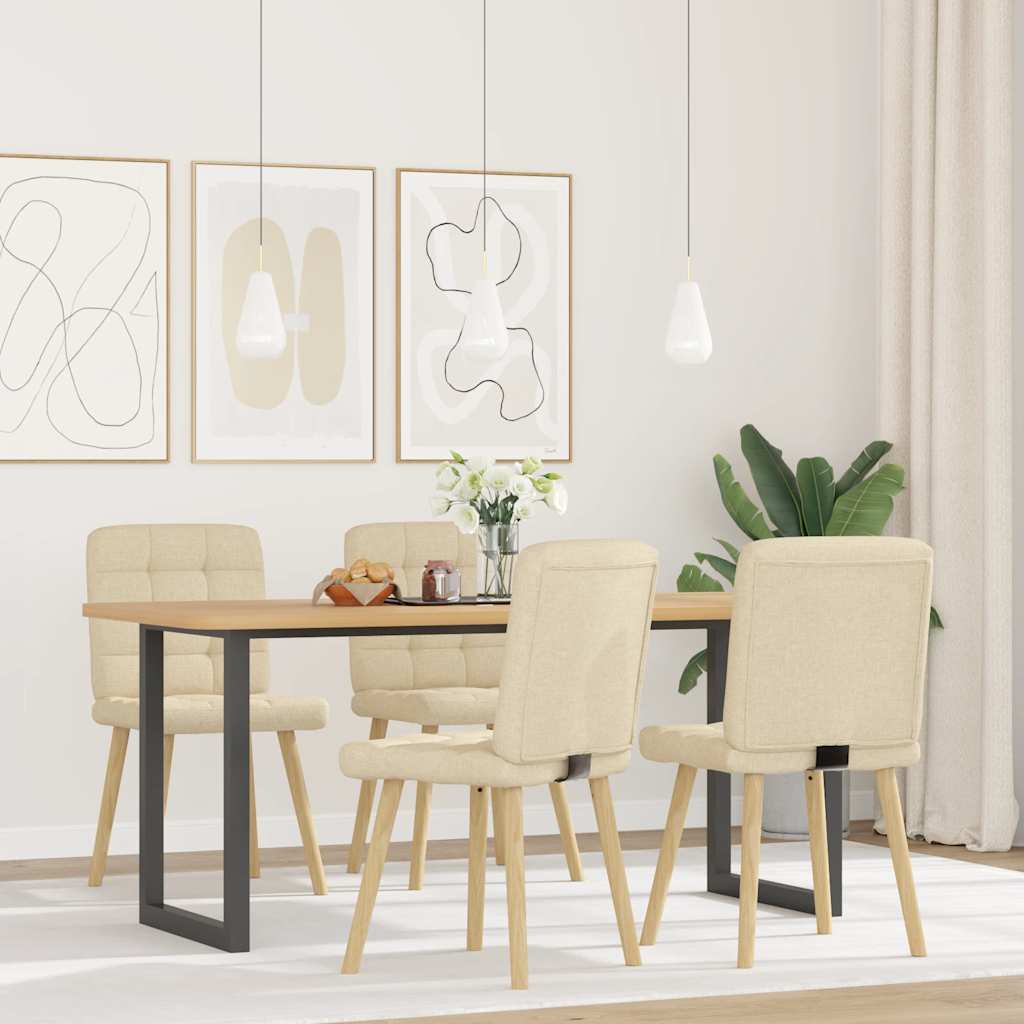 Esszimmerstühle 4 Stk. Creme Stoff