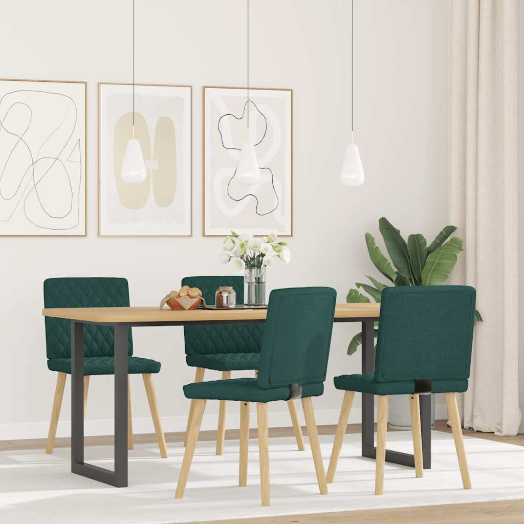 Dining chairs 4 pcs. Dark green fabric