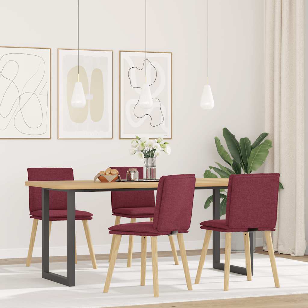 Dining chairs 4 pcs. Wine red fabric